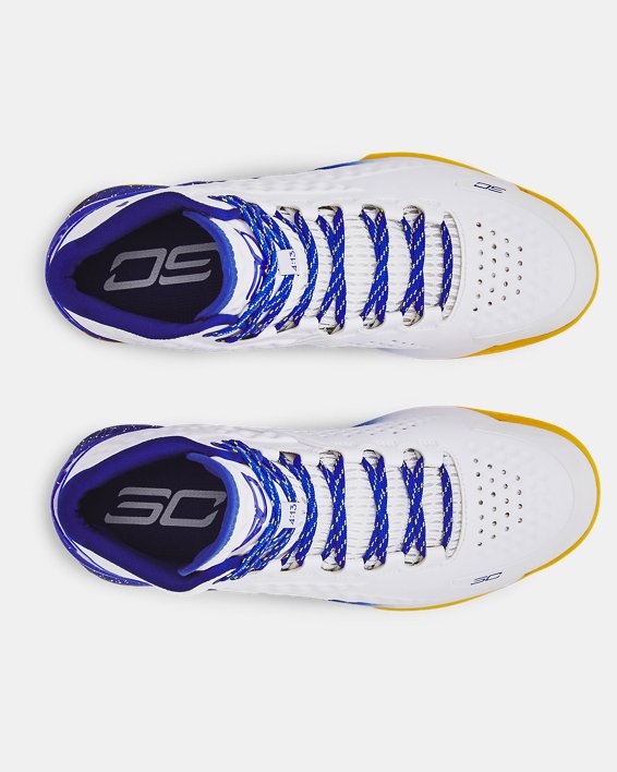 Unisex Curry 1 Retro 'Dub Nation' Basketball Shoes, White, pdpMainDesktop image number 2